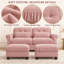 Canapé modulable 2 places en chenille Deerwood de 176 cm de large avec 2 poufs, coussins à volants et coussins lombaires-51657604