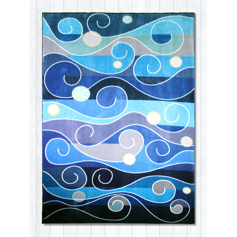 Tapis bleu / noir Berkhamstead, Rectangle 5 pi 5 po x 7 pi 8 po