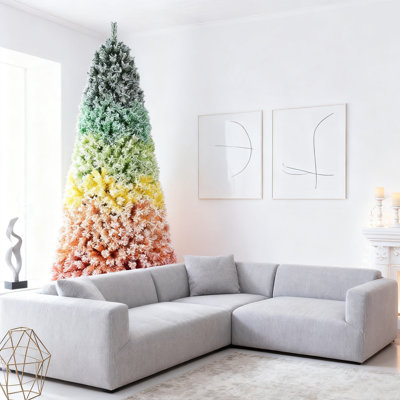 Arbre de Noël artificiel en flocage arc-en-ciel
