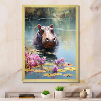 Art mural africain, Hippopotames d'Afrique - Hippopotame