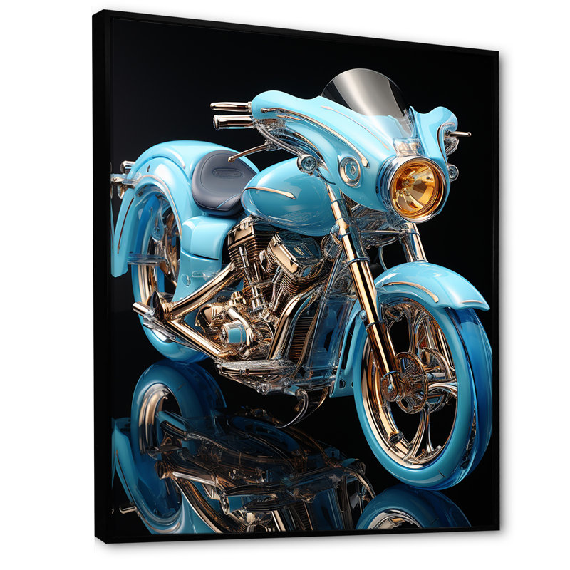 Scooter électrique bleu I, H 32 po x l 24 po x P 1 po, Cadre flottant noir