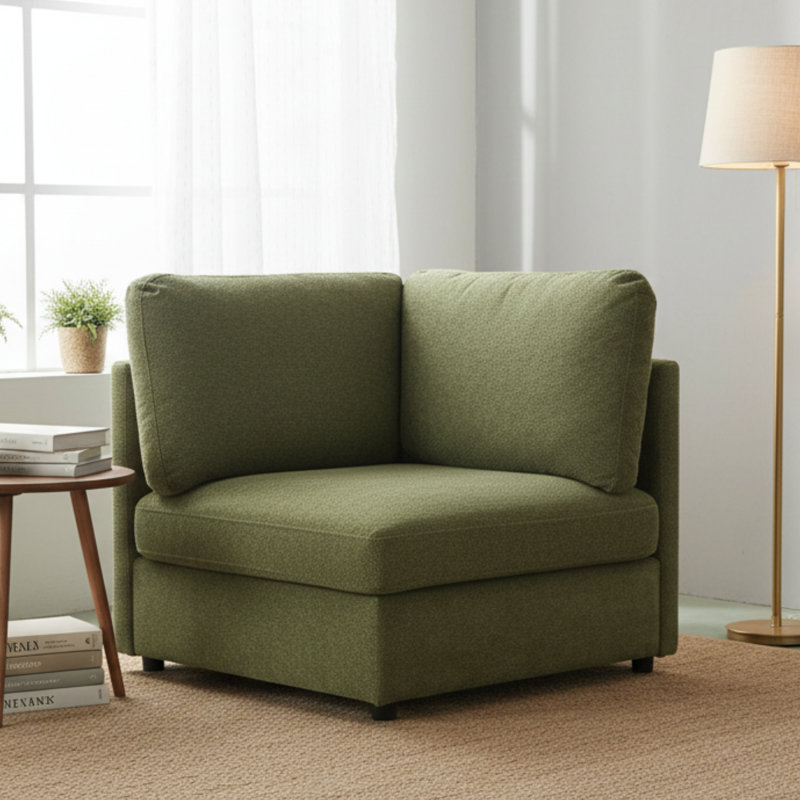 Chaise d'appoint rembourrée avec accoudoirs, Vert