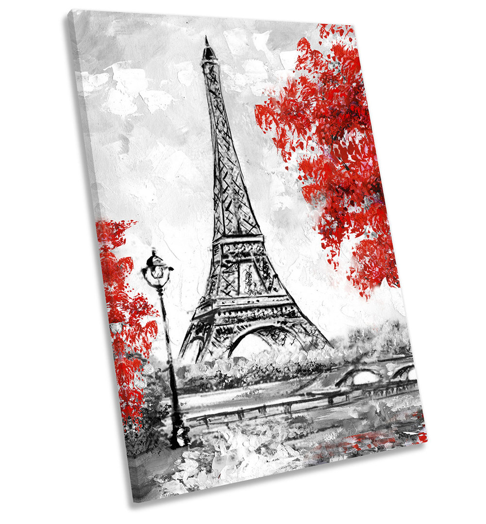 Eiffel Tower Blossom Floral - Wrapped Canvas Painting