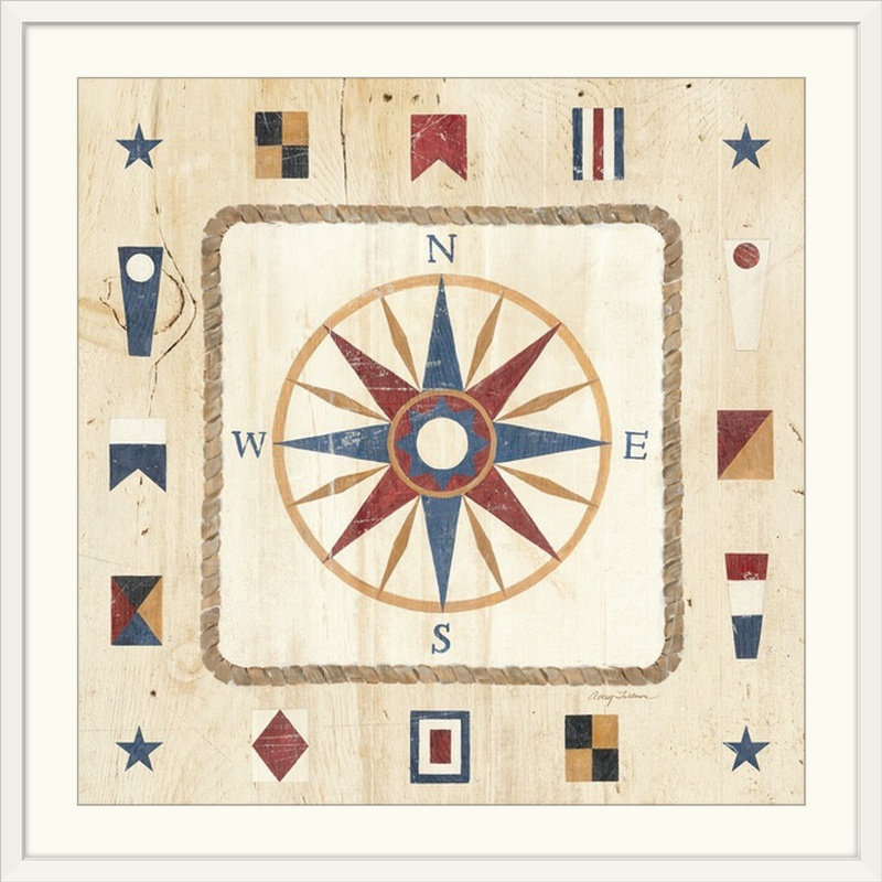 «Compass Rose», impression d'art graphique Sultana, Cadre blanc, H 28 x l 28 po x P 1 po