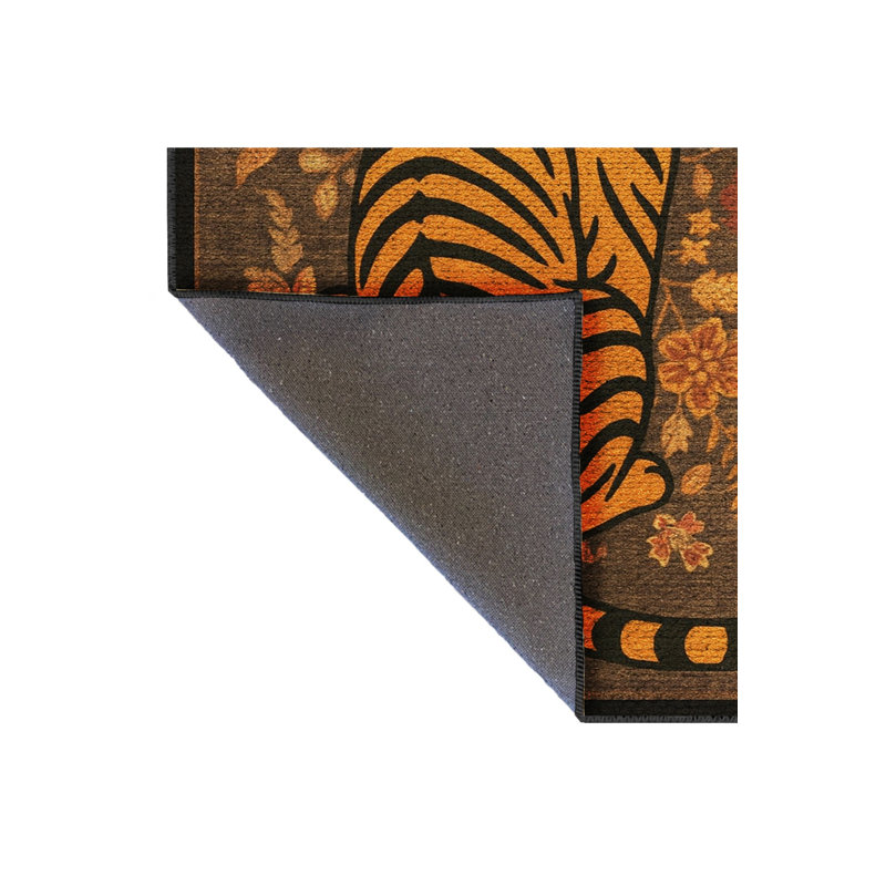 Tapis brun tissé à imprimé tigre Mosso, 2'6" x 9'10"