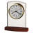 Marcus Modern & Contemporary Roman Numeral Glass Quartz Movement / Crystal Tabletop Clock with Alarm in Satin Rosewood/Clear