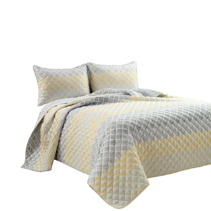 Ensemble de courtepointe réversible Lush Decor, Grand, Jaune/gris