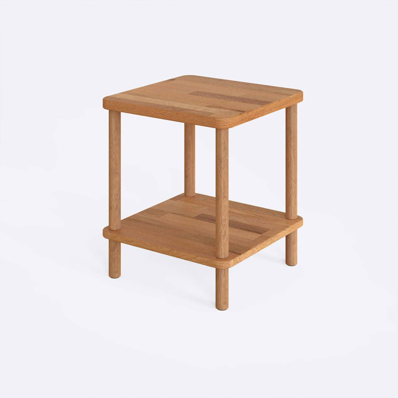 Table de bout étroite Queens, table de bout carrée en bois de hêtre massif pour petits espaces