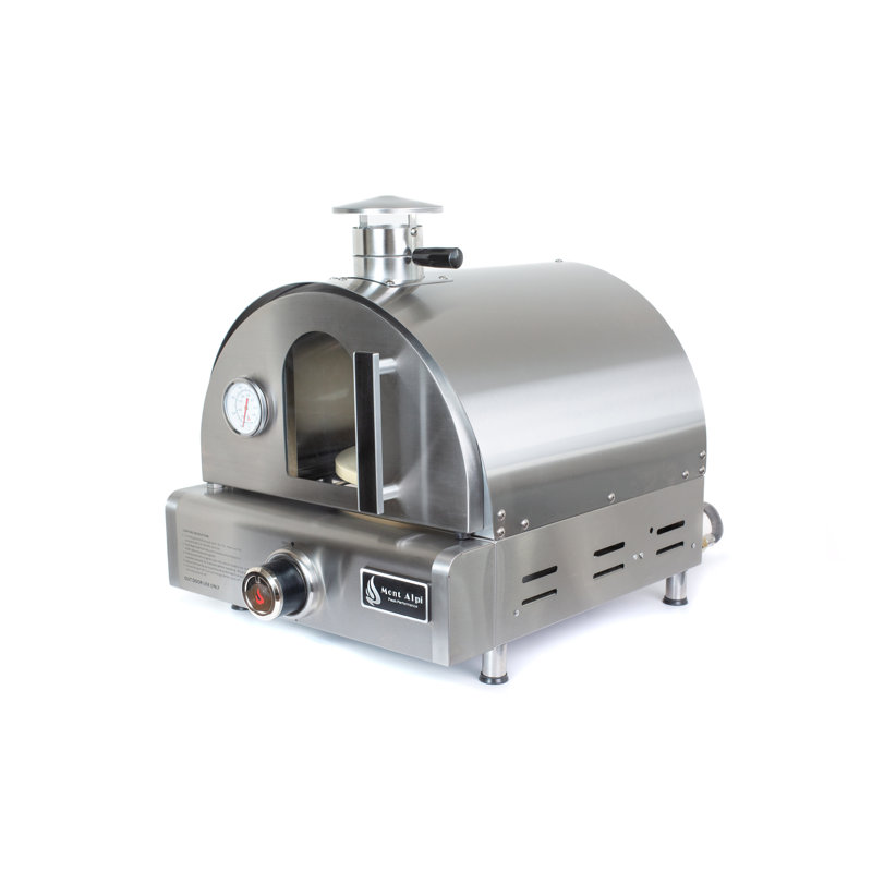 Mont Alpi Heavy Duty 17"W x 18"D x 19"H Stainless Steel Premium Outdoor Kitchen Countertop Table Top Portable Propane Gas Pizza Oven with Thermometer + Drip Tray + 12" Pizza Stone - Great for Camping, Backyard and Tailgating - Natural Gas Convertible