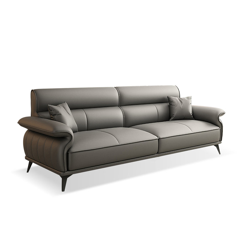Canapé modulaire en cuir véritable LightGray, Gris clair