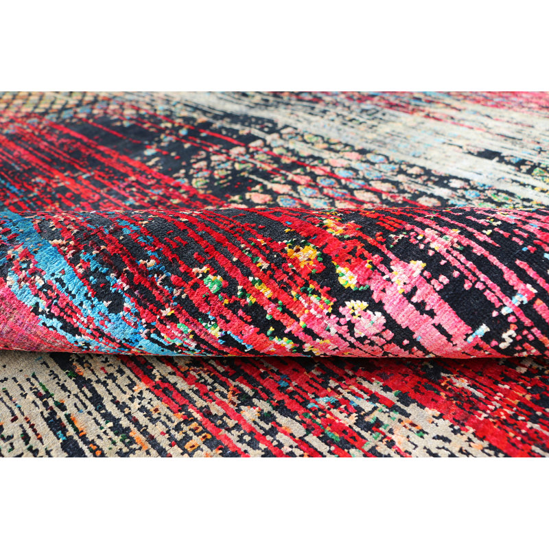 Handmade Silk and Wool Area Rug, Rectangle 9' x 12'