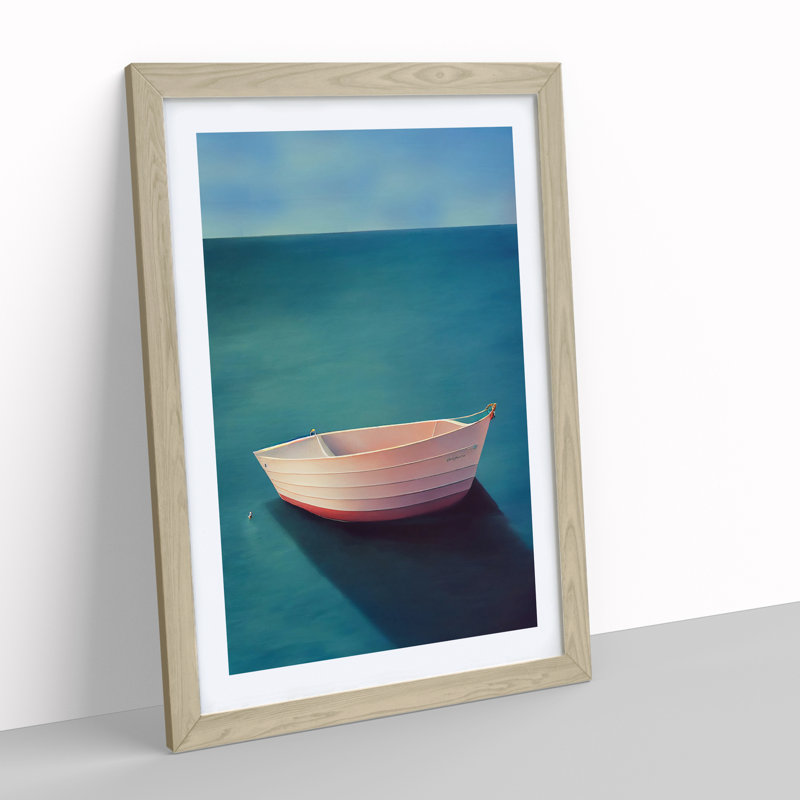 Boat On The Ocean No.2 - Single Picture Frame Painting, 64cm H x 46cm W x 2cm D, Oak
