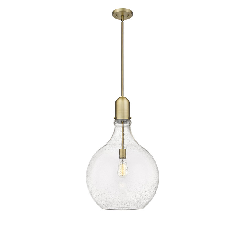 Luminaire suspendu à globe unique à 1 lumière, Laiton brossé, Ampoule non incluse, H 57,75 po x l 15,75 po x P 15,75 po