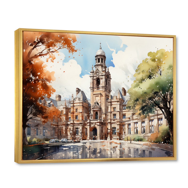 «Ireland Trinity College Dublin», reproduction sur toile, Cadre flottant doré, H 12 po x l 20 po x P 1 po