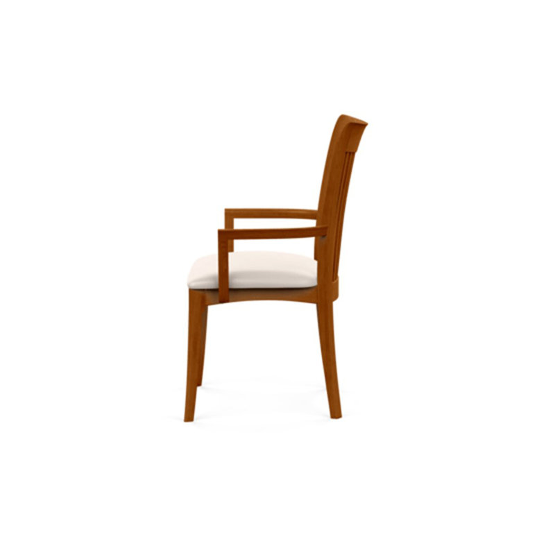 Sarah Upholstered Arm Chair, Autumn Cherry, White Leather