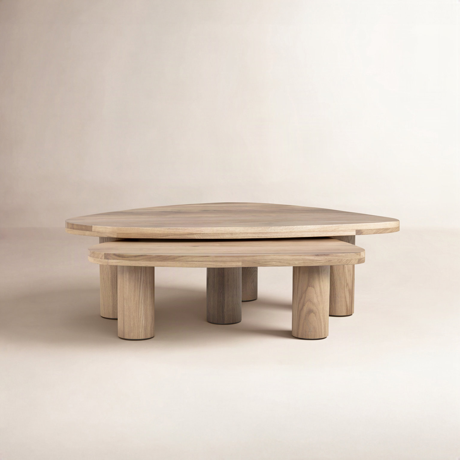 48" Oak Coffee Table Set, Natural Oak