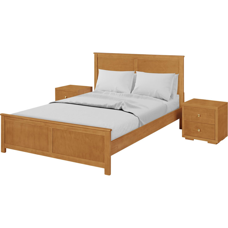 Winston Platform 3 Piece Bedroom Set with Paneled Headboard and Footboard, Oak, King