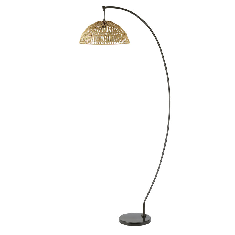 Derwent 77" H Arched Rattan Floor Lamp