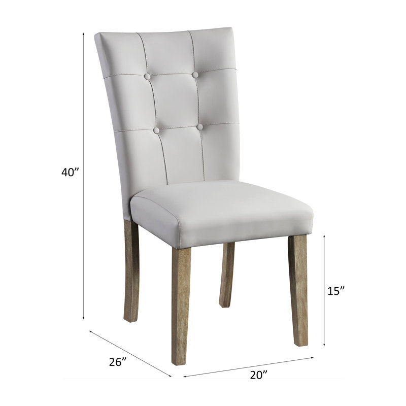 2 chaises d'appoint en cuir synthétique gris et chêne - siège rembourré avec dossier, épaisseur de coussin de 60 mm, densité de mousse D22, capacité de poids de 220 lb, largeur de siège de 19 po, profondeur de 18 po, hauteur et épaisseur de 20 po,