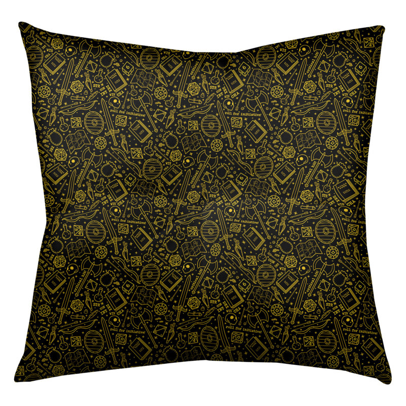 Coussin de sol carré Katelyn Elizabeth, 26 po x 26 po, Noir / Jaune