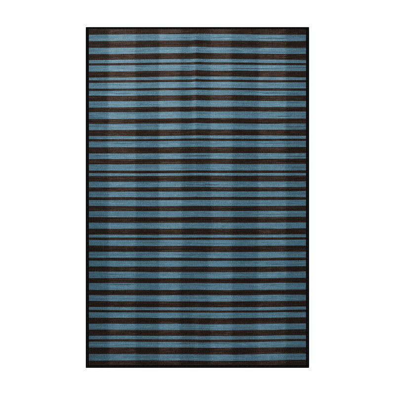 Tapis brun à rayures horizontales lavable à la machine, Rectangle 6 pi x 9 pi