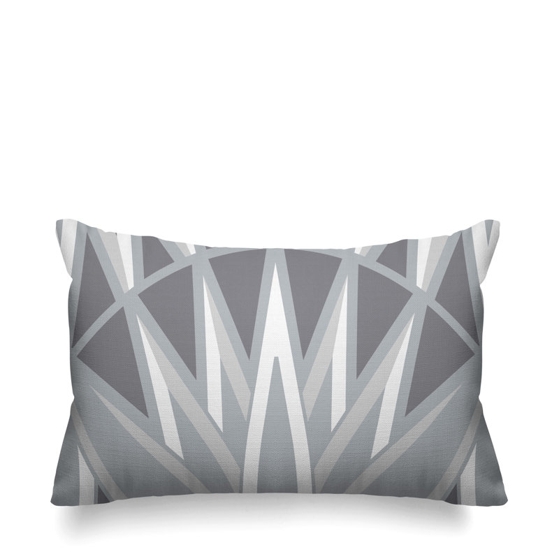Ella Geometric Outdoor Reversible Throw Pillow, Grey