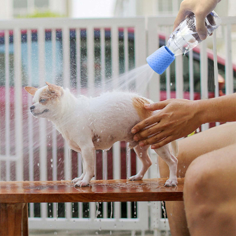 Pomme de douche portable en silicone pour animaux de compagnie, 2 x 2 x 1,3 pouces, bleu, Bleu