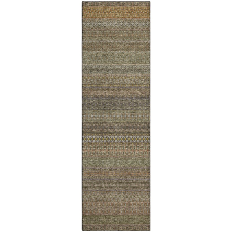 Premium Machine Washable Cerrito AMF527 Khaki, Runner 2'3" x 7'6"