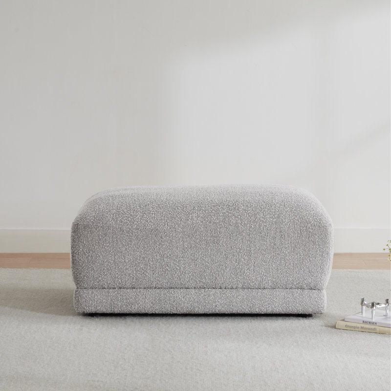 Bodhild Boucle Upholstered Ottoman, Gray