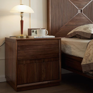 Table de chevet simple en noyer noir