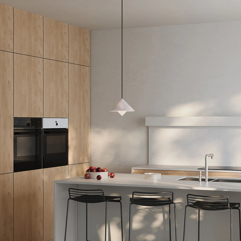 Jai Pendant Light, 14'' H x 9.84'' W x 9.84'' D, Walnut, Black