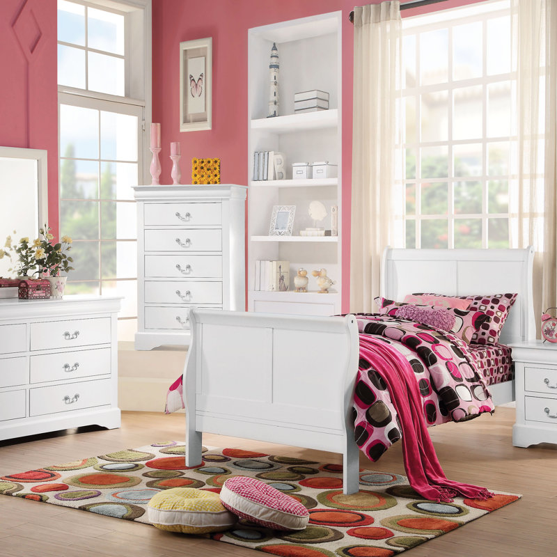 Lit blanc, lit double en bois massif massif et construction traditionnelle, compartiment de rangement ajouté, Double