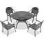 5 meubles de patio en aluminium coulé avec coussins - noir, résistant aux intempéries, sièges empilables et confortables pour 4 noirs, 4