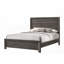 Mobilier de chambre à coucher grand lit 1pc en bois avec finition gris brun et amp; Structure solide (aucun sommier requis)