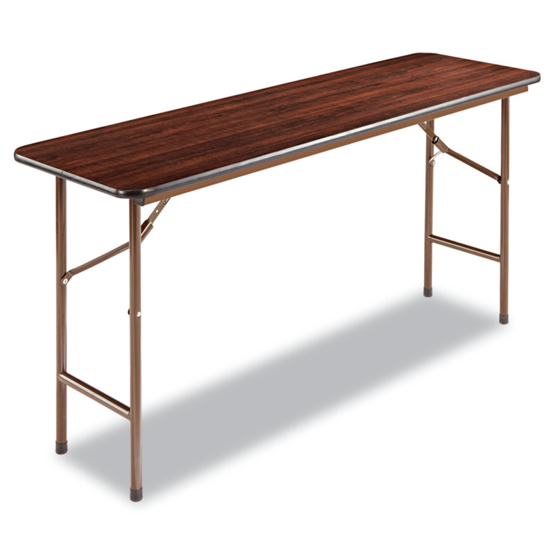 Alera Mahogany Rectangular Wood Folding Table with Steel Legs