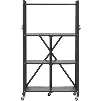 4-Tier Foldable Storage Shelf with Wheels 26 x 13 x 46-inch Metal Shelving