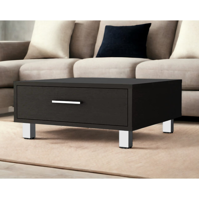 24" Kabul Coffee Table With Drawer, Black Wengue