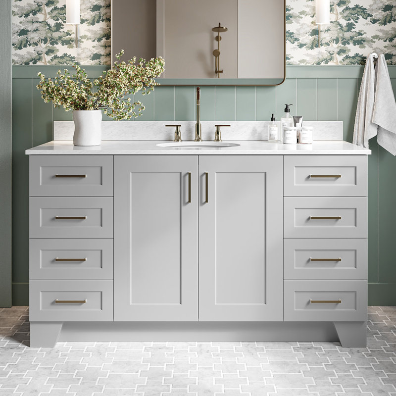 ARIEL TAYLOR 61 IN SINGLE RECTANGLE SINK VANITY, Oval, Gray