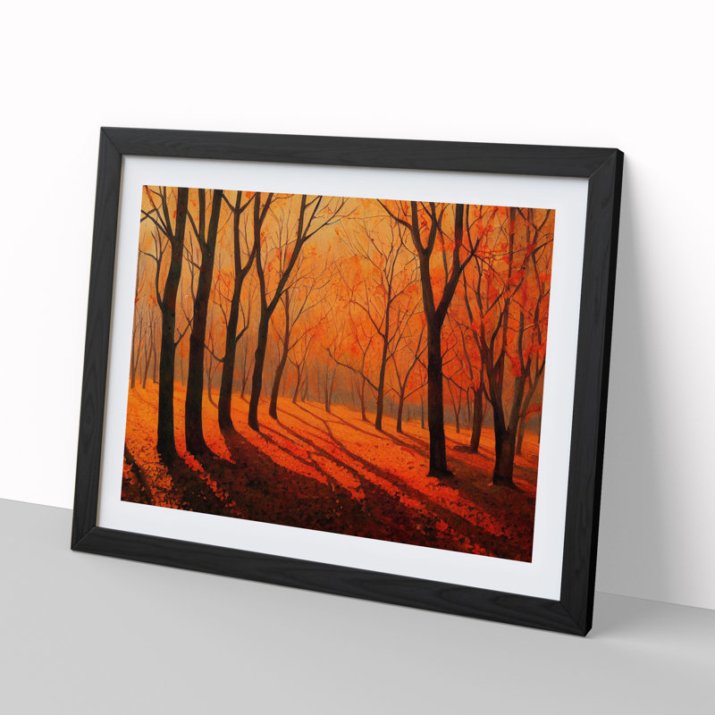 Electrifying Autumn Forest - Single Picture Frame Painting, 46cm H x 64cm W x 2cm D, Black