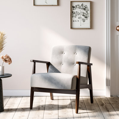 Croix Solid Wooden Frame Upholstered Tufted Armchair