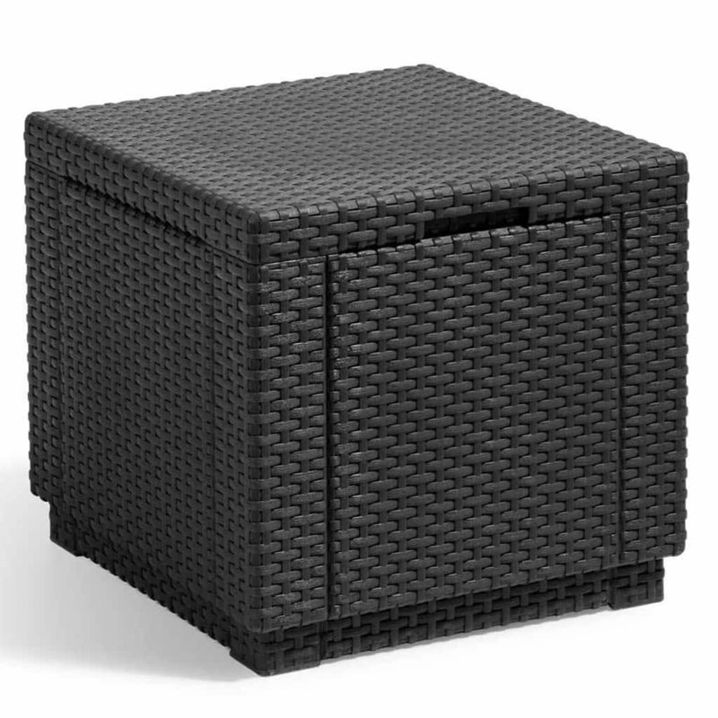 Allibert 42cm Wide Square Solid Colour Ottoman with Storage, Graphite
