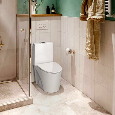 Toilette allongée moderne à jupe double 1,6 1,6 GPF, hauteur de chaise