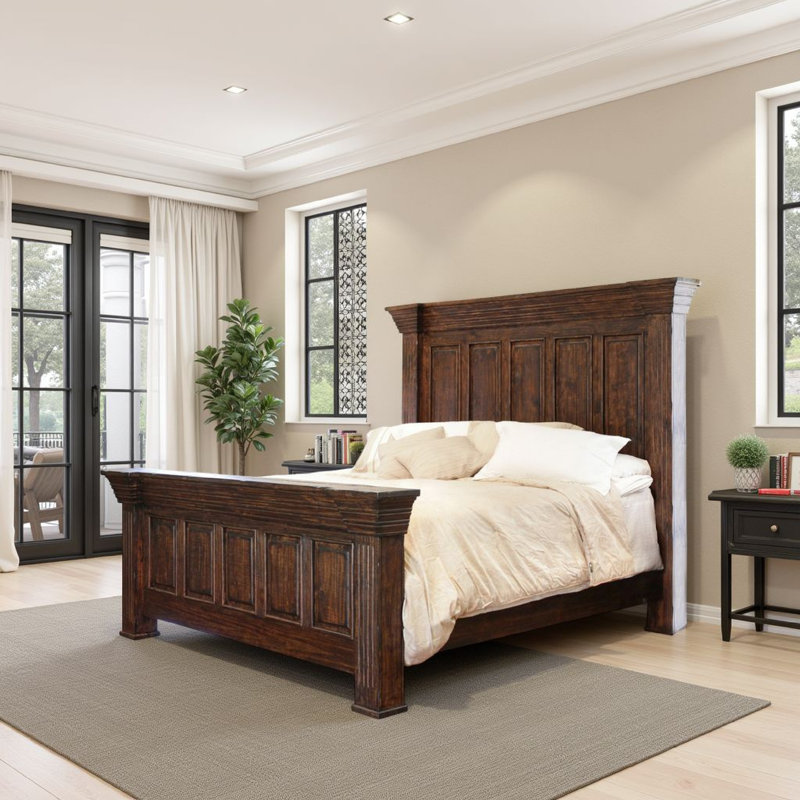 Lit standard en bois massif Ireanna, Grand, Brun