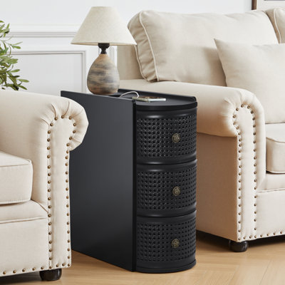 Modern Bohemian Style Narrow End Tables With 3 Drawers