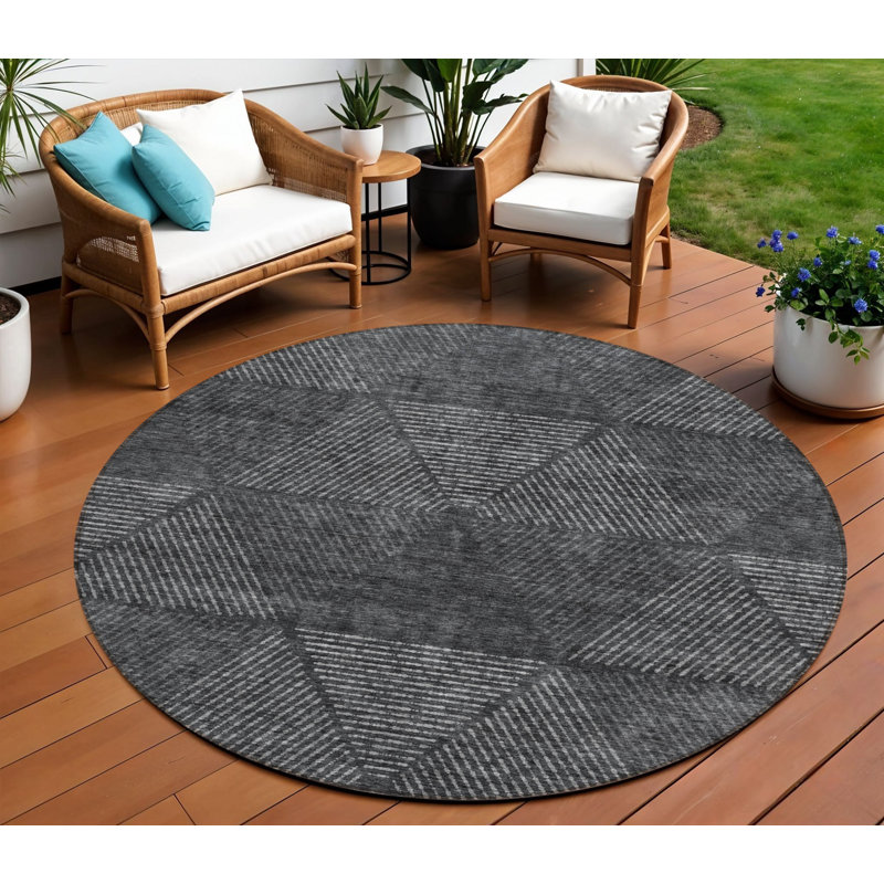 Tapis rond gris anthracite 8 po