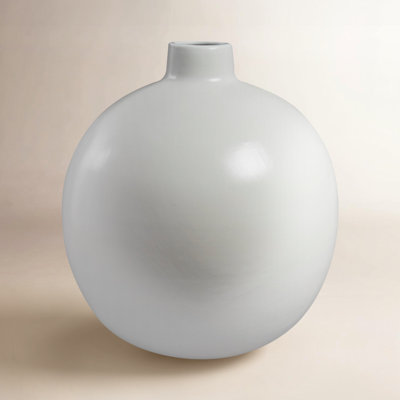 White Ceramic Matte Decorative Vase, 16" x 16" x 17"