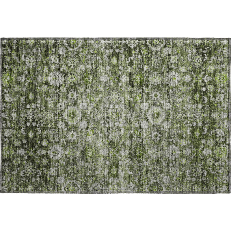 Premium Machine Washable Cerrito Green Rug, Rectangle 1'8" x 2'6"