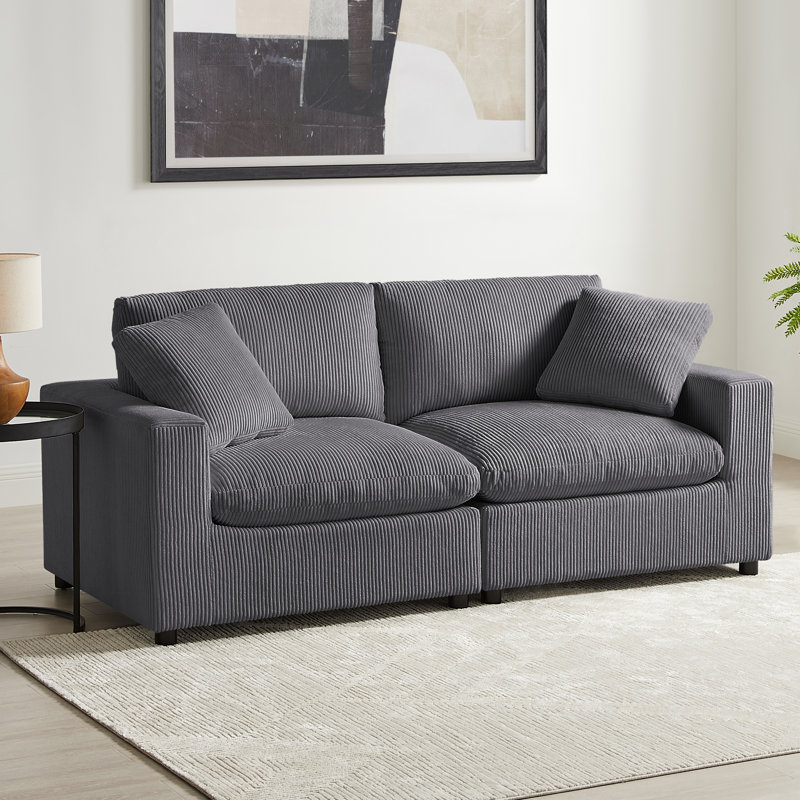 Vinessa Modular 2-Piece Sofa, Gray Corduroy