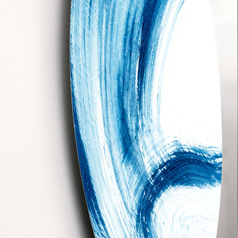 «Blue Brush Strokes On White I» - art mural moderne en métal, H 11 po x l 11 po x P 1 po