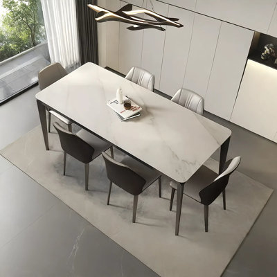 Simple matte rock plate dining table and chair set